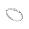 Adjustable 925 sterling silver four-leaf clover ring with sparkling clear CZ stones. - Rhinestone Clover Design (J0104)