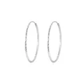Elegant 925 sterling silver faceted hoop earrings with starry glitter finish. - 925 Silver / Silver (40mm)