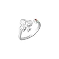 925 sterling silver open ring with irregular clover design and orange zircon - Adjustable Open / Silver