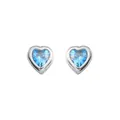 Symmetrical 925 sterling silver stud earrings featuring heart-cut blue cubic zirconia stones. - 925 Silver / Natural Color
