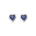 Elegant 925 sterling silver heart-shaped stud earrings featuring vibrant blue zircon stones - 925 Silver / Dark Blue