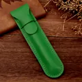 Custodia classica per penna singola in pelle PU verde con chiusura a cinturino - Verde