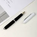 Elegant business metal fountain pen with black matte barrel and white cap - 0.5mm / White