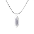 Minimalist 925 sterling silver necklace with oval white chalcedony pendant charm - 925 Silver / White Chalcedony Style