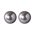 Classic round grey pearl stud earrings with 925 sterling silver posts for women - 925 Silver / 12mm