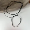 Detail of long black cord necklace with s925 silver heart pendants for women - 925 Silver / Black