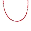 Handmade s925 sterling silver red seed bead necklace for women minimalist jewelry - 925 Silver / Red