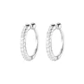 Dainty 925 sterling silver hoop ear cuffs with inset sparkling stones in silver finish - 925 Silver / White Gold