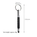 Portable multi-function metal tool pen keychain with ruler and stylus tip, 126mm long - Bullet Type 0.7 Black (0061) / Black