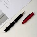 Elegant business metal fountain pen featuring a black textured body and a metallic red cap - 0.5mm / Red