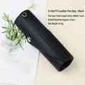 Premium black 6-slot PU leather roll-up pencil pouch featuring snap closure and hanging ring - Black