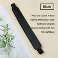 Black PU leather single pen sleeve holder with elastic strap for notebook binding - 19.5x3cm / Black