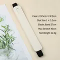 Off-white PU leather elastic pencil pouch for notebooks with single pen slot storage - 19.5x3cm / Off White