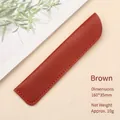 Minimalistische braune Stifthülle aus PU-Leder, Schutzetui für Schreibwaren 160x35mm - Braun