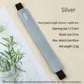 Silver PU leather single pen holder with high elastic strap for notebook binding - 19.5x3cm / Silver