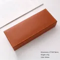 Elegante braune PU-Leder-Stiftebox mit dekorativen gelben Ziernähten für Füllfederhalter - Braun