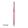 Elegant pink crystal ballpoint pen with metallic finish and rotating mechanism - Crystal Pen (No. 11) / Purple