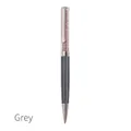 Elegant grey metal ballpoint pen featuring rose gold crystal rhinestone filling in clear top - Crystal Pen (No. 11) / Gray