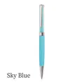 Premium sky blue metal ballpoint pen with sparkling crystal rhinestone filling detail - Crystal Pen (No. 11) / Sky Blue