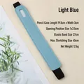 Light blue PU leather elastic pencil holder for notebook straps and journals - 19.5x3cm / Light Blue