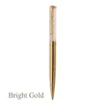 Elegant bright gold metal rotating ballpoint pen with sparkling crystal filled barrel - Crystal Pen (No. 11) / Gold
