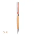 Luxury champagne gold metal ballpoint pen with sparkling crystal fill and flat top - Crystal Pen (No. 11) / Luxury Gold
