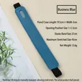 Professional navy blue PU leather single pen sleeve with adjustable elastic band - 19.5x3cm / Business Blue
