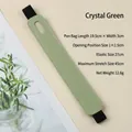 Crystal green single PU leather elastic pen holder sleeve for notebooks and planners - 19.5x3cm / Light Green