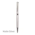 Matte silver metal ballpoint pen featuring crystal-filled barrel and twist mechanism - Crystal Pen (No. 11) / Matte Silver