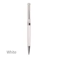 Elegant white metal ballpoint pen featuring a sparkling crystal rhinestone top detail - Crystal Pen (No. 11) / White