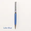 Elegant lake blue crystal ballpoint pen with a sparkling rhinestone-filled top section - Crystal Pen (No. 11) / Lake Blue