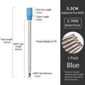 Blue metal ballpoint pen refill 55mm length with 0.7mm bullet tip for crystal pens - 55mm / Blue