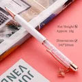 Elegante penna a sfera in cristallo oro rosa con ciondolo a quadrifoglio portafortuna - Bianco
