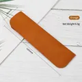 Retro minimalist PU leather double pen sleeve in orange, lightweight 160x45mm pouch - Orange