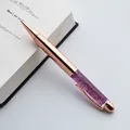 Rose gold metal ballpoint pen with transparent barrel filled with purple glitter sequins - Rose Gold Quicksand
