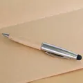 Handy mini wooden stylus ballpoint pen featuring maple barrel and silver metal clip - Maple Wood Touch Pen / Natural Wood Color