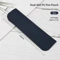 Navy blue retro PU leather pen sleeve for two pens 160x45mm dimensions for stationery protection - Blue