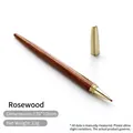 Elegante bolígrafo vintage de palisandro y latón, 170x10 mm de tamaño, 23g de peso - Estilo Sándalo Amarillo (0045) / Recambio de Gel Negro 0.5mm