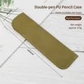 Matcha green PU leather pen sleeve 160x45mm lightweight portable pouch for two pens - Matcha Green