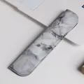 Premium PU leather fountain pen sleeve pouch with elegant white marble texture pattern - Grey Marble Pattern
