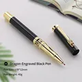 Premium metallic dragon-carved business rollerball pen in luxury gold and black finish - Hollow Dragon Head Black