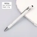 Elegant white aluminum click ballpoint pen featuring a stylus tip and chrome details - 1.0mm Bullet Tip / White