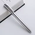 Elegant silver metal rollerball pen featuring a minimalist and professional design - Silver Brushed (Silver Trim)