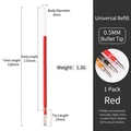 Universal 0.5mm red rollerball pen refill replacement with detailed dimensions for SKU - Red