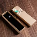 Scatola regalo minimalista in carta kraft con fiore fatto a mano e fodera in velluto nero - 16.1x4.7x2.7 cm / Colore legno naturale