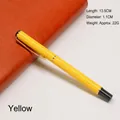 Professional yellow 801 series metal brass rollerball pen displayed on orange notebook - Yellow