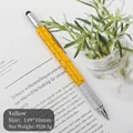 Yellow multi-functional metal tool pen with stylus and scale for precision work - Yellow