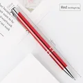 Elegant red aluminum retractable ballpoint pen with silver accents, 140mm length - Red