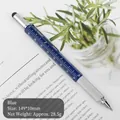 Blue multifunctional hexagonal metal tool pen with scale and stylus tip - Blue