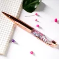 Elegant rose gold ballpoint pen with sparkling pink sequins in a crystal clear barrel - Rose Gold Sequin